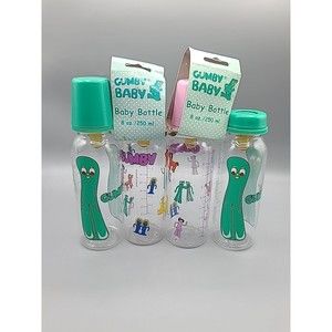 Gumby Baby Bottles Lot Of 4 8 Oz Latex Nipple 2004 Prema Toy